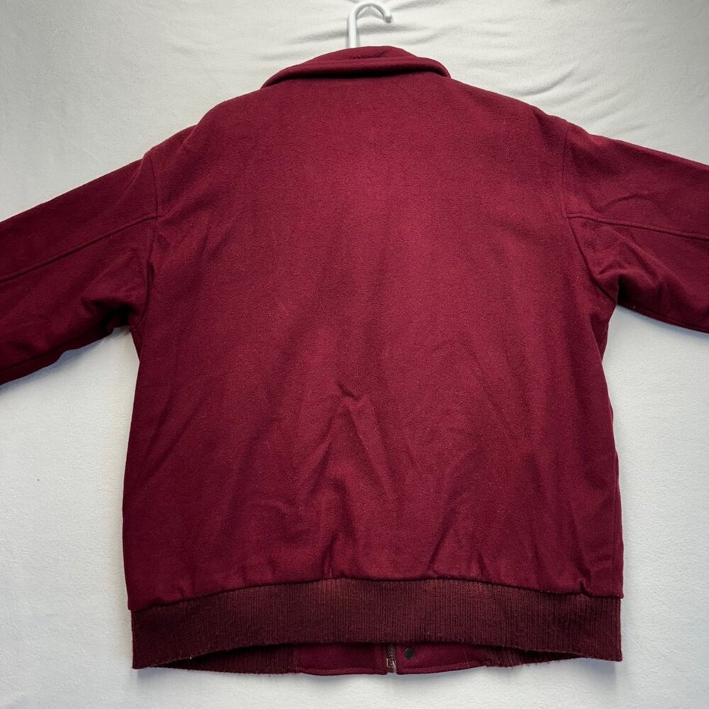 Vintage 80s LL Bean Plaid Lined Wool Bomber Jacket Coat Mens Size Large Red READ - Picture 14 of 16